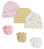 Girls Baby Caps and Mittens (Pack of 6)