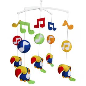 Colorful Singing Woodpecker Handmade Baby Boys Girls Musical Crib Mobile Nursery Mobile Hanging Toy
