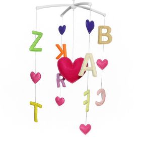 Handmade Capital Letter Baby Crib Mobile Nursery Room Decor Musical Mobile Crib Toy for Girls Boys