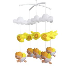 Baby Crib Mobile Infant Room Hanging Musical Mobile Crib Toy Nursery Decor for Girls Boys; Yellow Angels