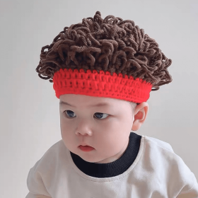 Red children's funny wig hat