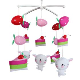 Baby Crib Mobile Hanging Toy Musical Mobile Infant Room Nursery Bed Decor for Girls; Pink Red Strawberry Cake and Dancing Dogs