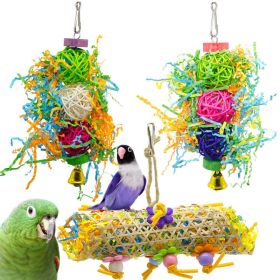 3pcs Bird Toys; Hanging Parrot Chew Toy; Swing Toy Foraging Toy With Bell For Cockatiel; Parrot