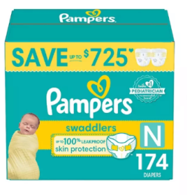 Pampers Swaddlers Softest Ever Diapers Newborn -174 ct