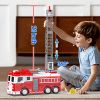 Fire Station Truck Toys with Sound and Light;  Car Toy for Kids 3 4 5 6 Year Old;  6 Mini Cars;  Helicopter;  Road Signs;  Birthday for Boys