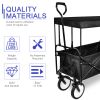 YSSOA Heavy Duty Folding Portable Hand Cart with Removable Canopy; 8'' Wheels; Adjustable Handles and Double Fabric for Shopping; Picnic; Beach; Campi