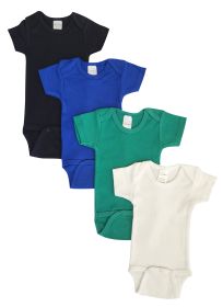 Unisex Baby 4 Pc Onezies (Color: Black/Blue/Green/, size: Newborn)