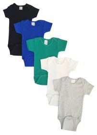 Unisex Baby 5 Pc Onezies (Color: Black/Blue/Green/Grey, size: Newborn)