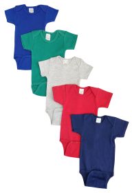 Unisex Baby 5 Pc Onezies (Color: Blue/Green/Grey/Red/Navy, size: Newborn)