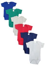 Unisex Baby 6 Pc Onezies (Color: Blue/Green/Grey/Red/Navy, size: Newborn)