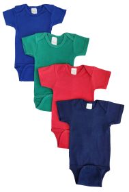 Unisex Baby 4 Pc Onezies (Color: Blue/Green/Red/Navy, size: Newborn)