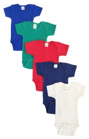 Unisex Baby 5 Pc Onezies (Color: Blue/Green/Red/Navy/, size: Newborn)