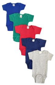 Unisex Baby 5 Pc Onezies (Color: Blue/Green/Red/Navy/Grey, size: large)