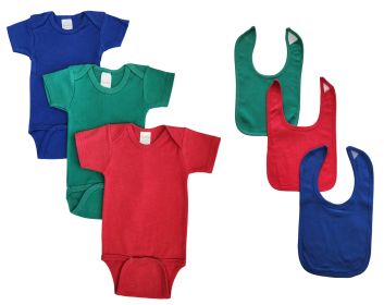 Unisex Baby 6 Pc Onezies (Color: Blue/Green/Red, size: Newborn)