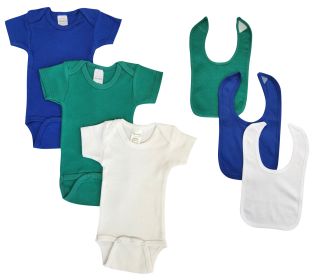 Unisex Baby 6 Pc Onezies (Color: Blue/Green, size: Newborn)