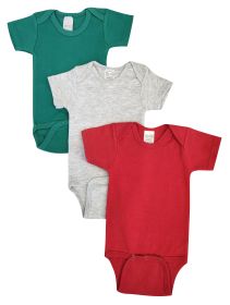 Unisex Baby 3 Pc Onezies (Color: Green/Grey/Red, size: Newborn)