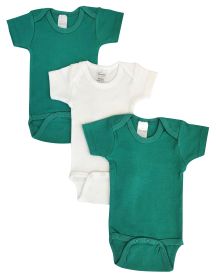 Unisex Baby 3 Pc Onezies (Color: Green/Green, size: Newborn)