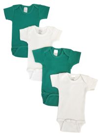 Unisex Baby 4 Pc Onezies (Color: Green/Green/, size: Newborn)