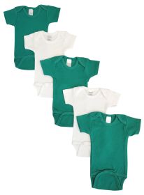 Unisex Baby 5 Pc Onezies (Color: Green/Green/Green, size: Newborn)