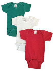 Unisex Baby 3 Pc Onezies (Color: Green/Red, size: Newborn)