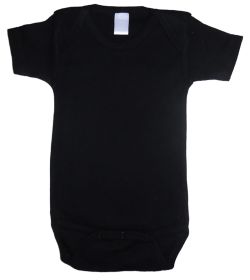 Black Interlock Short Sleeve Onezies (Color: Black, size: large)
