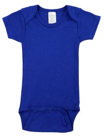 Blue Interlock Short Sleeve Bodysuit Onezie (Color: Blue, size: Newborn)