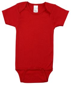 Red Interlock Short Sleeve Bodysuit Onezie (Color: Red, size: Newborn)