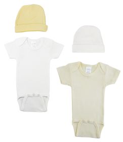 Unisex Baby 4 Pc Layette Sets (Color: White/Blue, size: small)