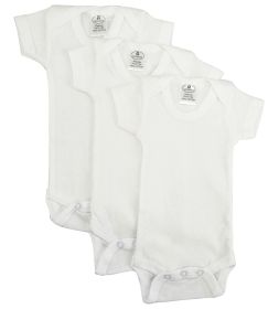 White Short Sleeve One Piece 3 Pack (Color: White, size: Premie)