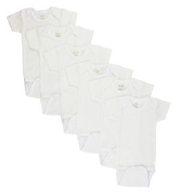 White Short Sleeve One Piece 6 Pack (Color: White, size: large)