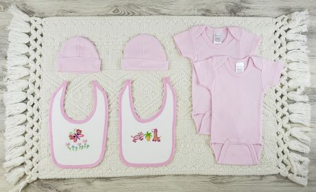 6 Pc Layette Baby Clothes Set (Color: pink, size: small)