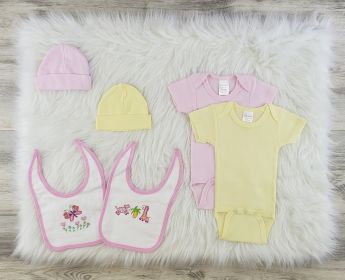 7 Pc Layette Baby Clothes Set (Color: Pink/Yellow, size: medium)