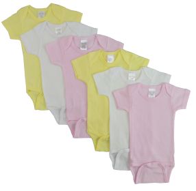 Pastel Girls Short Sleeve 6 Pack (Color: Pink/Yellow/White, size: large)