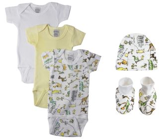 Unisex Baby 5 Pc Bodysuits (Color: White, size: Newborn)