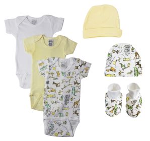 Unisex Baby 7 Pc Bodysuits (Color: White/Yellow, size: Newborn)