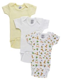 Boys Printed Short Sleeve Variety Pack (Color: White/Yellow/Print, size: large)