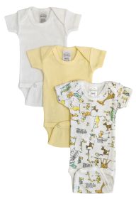 Baby Boy, Baby Girl, Unisex Short Sleeve Onezies Variety (Pack of 3) (Color: White, size: Preemie)