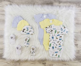 8 Pc Layette Baby Clothes Set (Color: White/Blue/Yellow, size: Newborn)