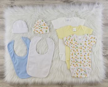 7 Pc Layette Baby Clothes Set (Color: White/Blue/Yellow, size: Newborn)