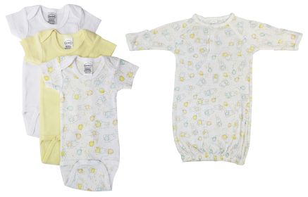 Unisex Baby 4 Pc Layette Sets (Color: White, size: Newborn)