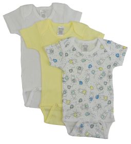Girls Printed Short Sleeve Variety Pack (Color: White/Yellow/Print, size: large)