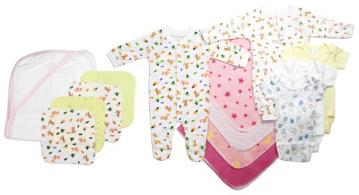 Newborn Baby Girls 14 Pc Layette Baby Shower Gift Set (Color: White/Pink, size: Newborn)