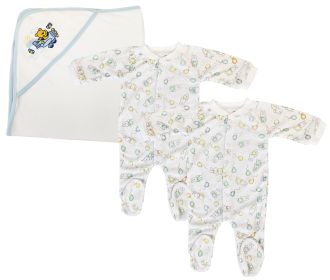 Boy Closed-toe Sleep & Play (Pack of 3 ) (Color: White/Blue, size: medium)