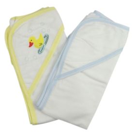 Infant Hooded Bath Towel (Pack of 2) (Color: Blue / Yellow, size: One Size)