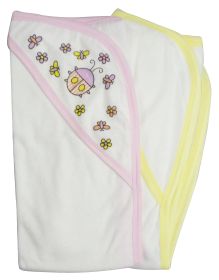Infant Hooded Bath Towel (Pack of 2) (Color: Pink / Yellow, size: One Size)