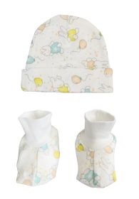 Baby Boy, Baby Girl, Unisex Infant Caps, Booties - 2 pc Set (Color: White, size: Newborn)