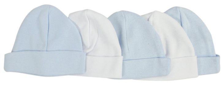 Blue & White Baby Caps (Pack of 5) (Color: Blue, size: One Size)