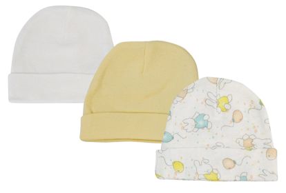 Baby Boy, Baby Girl, Unisex Infant Caps (Pack of 3) (Color: White, size: Newborn)