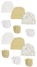 Baby Boy, Baby Girl, Unisex Infant Caps and Mittens (Pack of 12) (Color: White, size: Newborn)