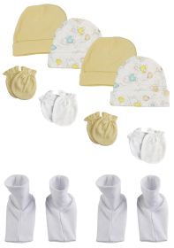 Baby Boy, Baby Girl, Unisex Infant Caps, Booties and Mittens (Pack of 10) (Color: White, size: Newborn)